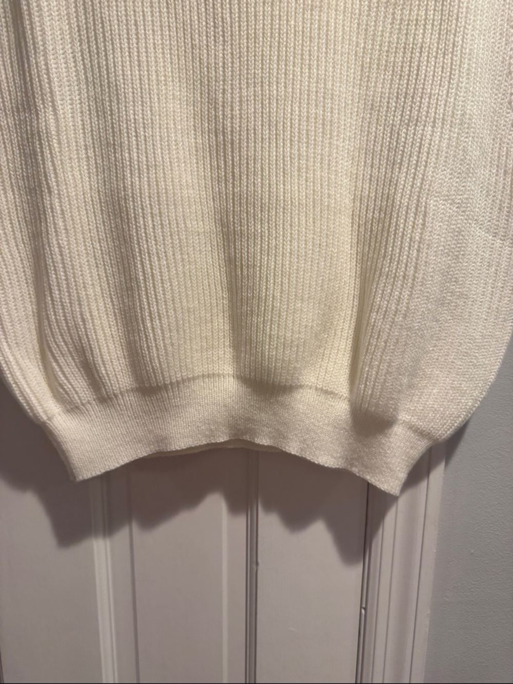 Sleeveless Crewneck Knit Sweater in Cream with Orange Script - Picture 4 of 6